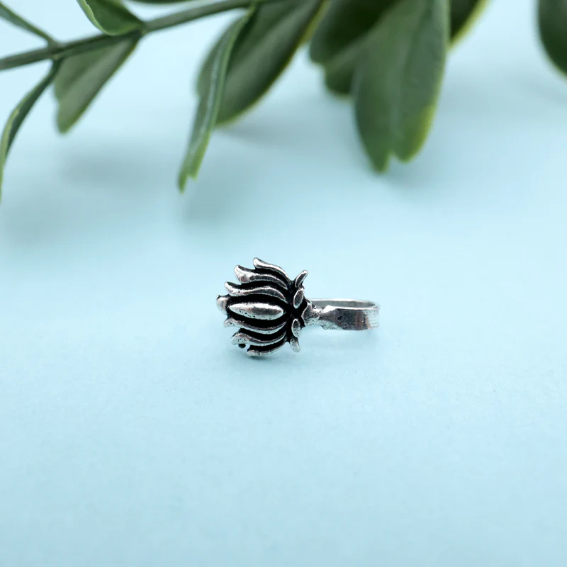 German Silver Oxidised Lotus Clip Nosepin